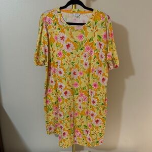 Crown & Ivy Floral Print Dress with Yellow and Pink Accents
